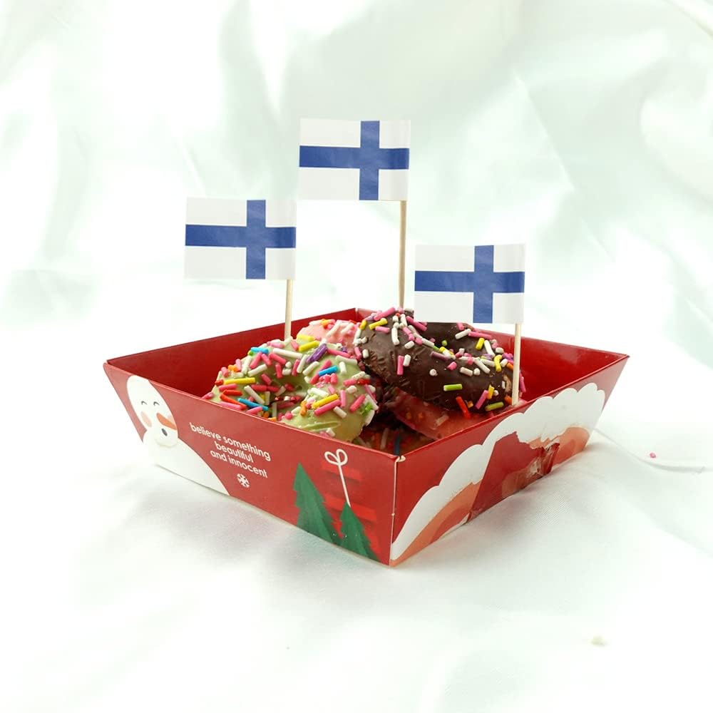 Finland Flag Finnish Flag, Small Mini Finland Toothpick Flags for Food, Cupcakes, Cocktails, Appetizers, Bar Party Decorations