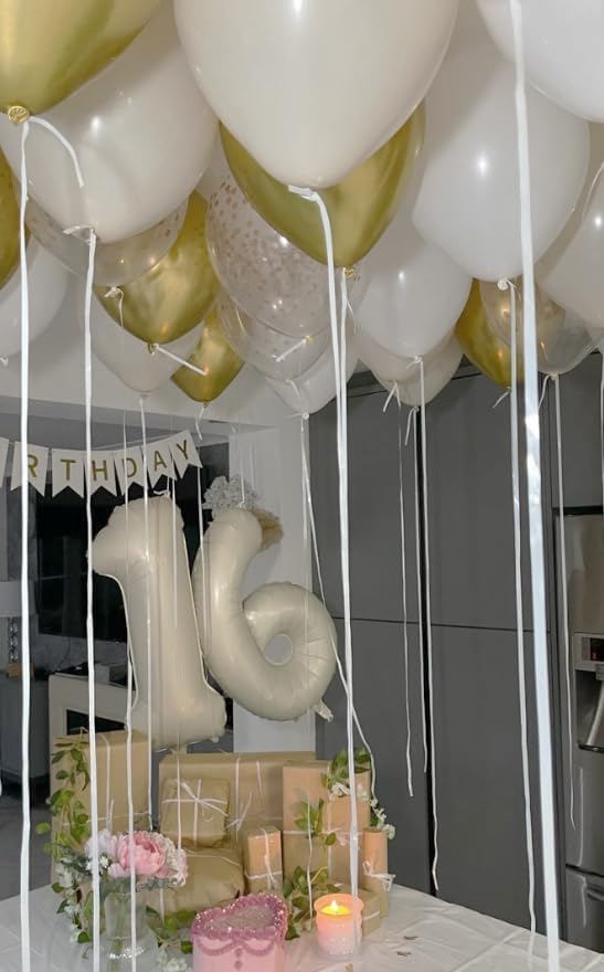 40 Inch Big Cream White 19 91 Balloon Number, Jumbo Giant Happy 19th 91 Birthday Party Decorations, Large 19 Mylar Foil Anniversary Birthday Party Engagement Decorations