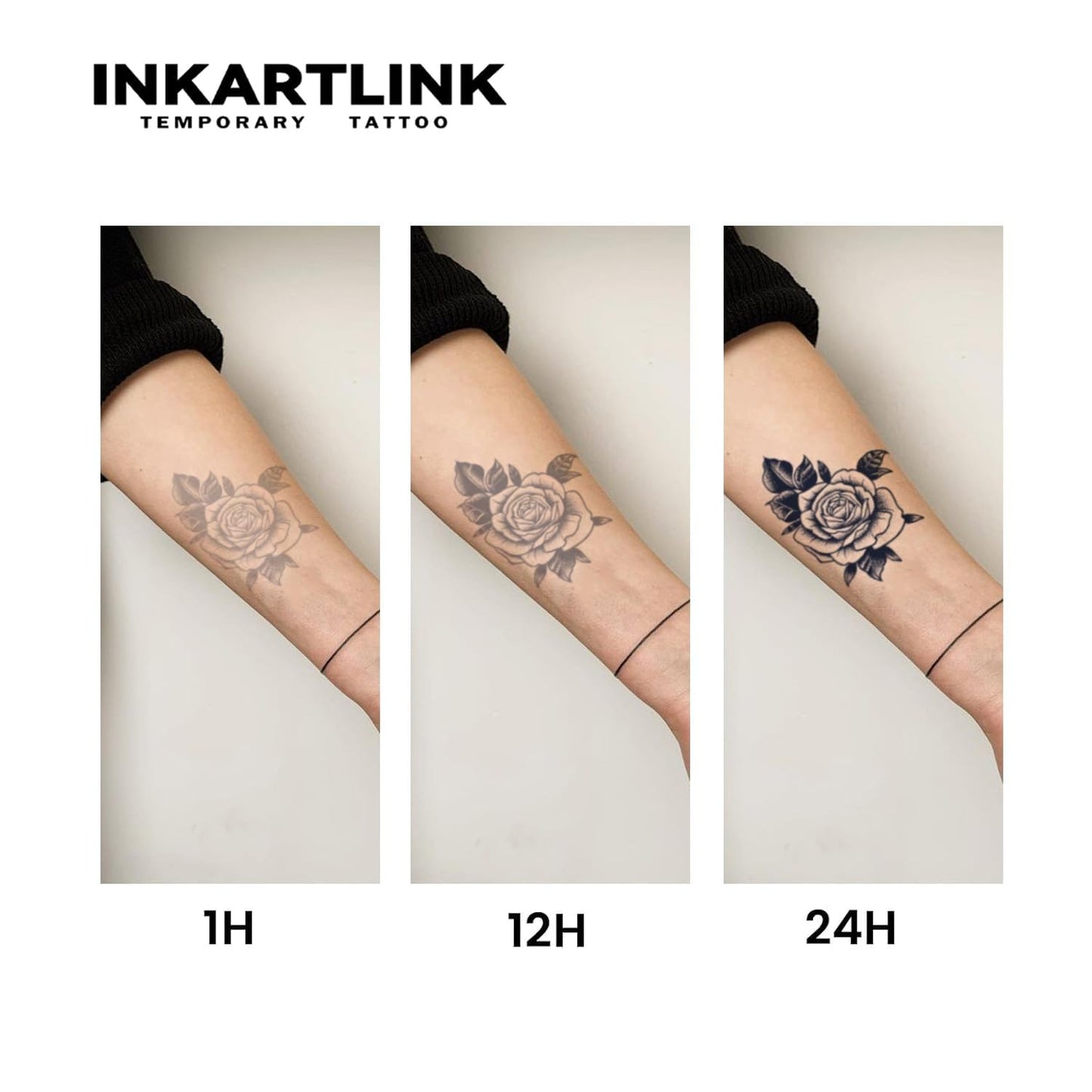INKARTLINK Tattoo Tech, 2 Sheets Large Semi Permanent Tattoo, Temporary Tattoos, Last 1-2 Weeks, Waterproof, Realistic Look, No Adhesive, No Reflection (Flower Design)227