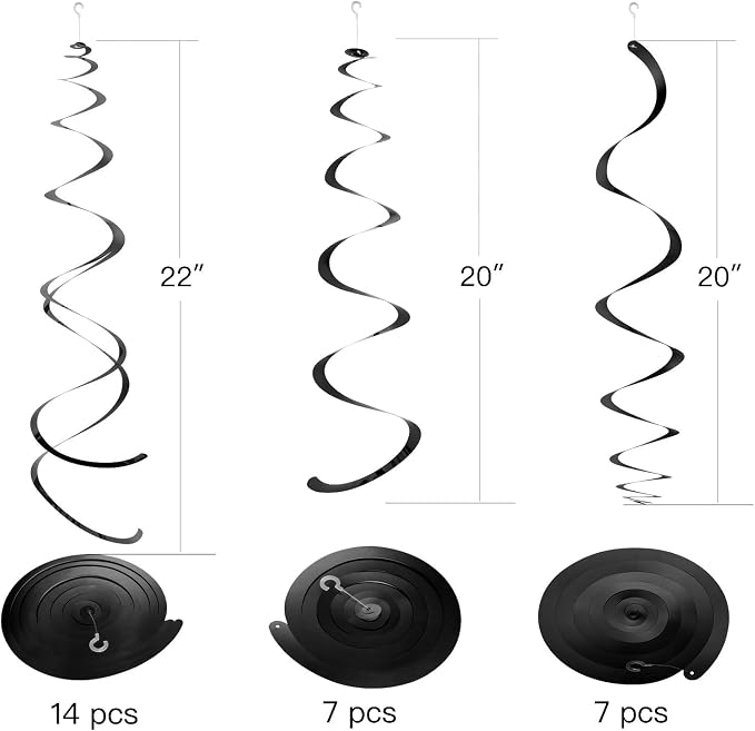 WEVEN Black Party Hanging Swirl Decorations Plastic Streamer - Image 2