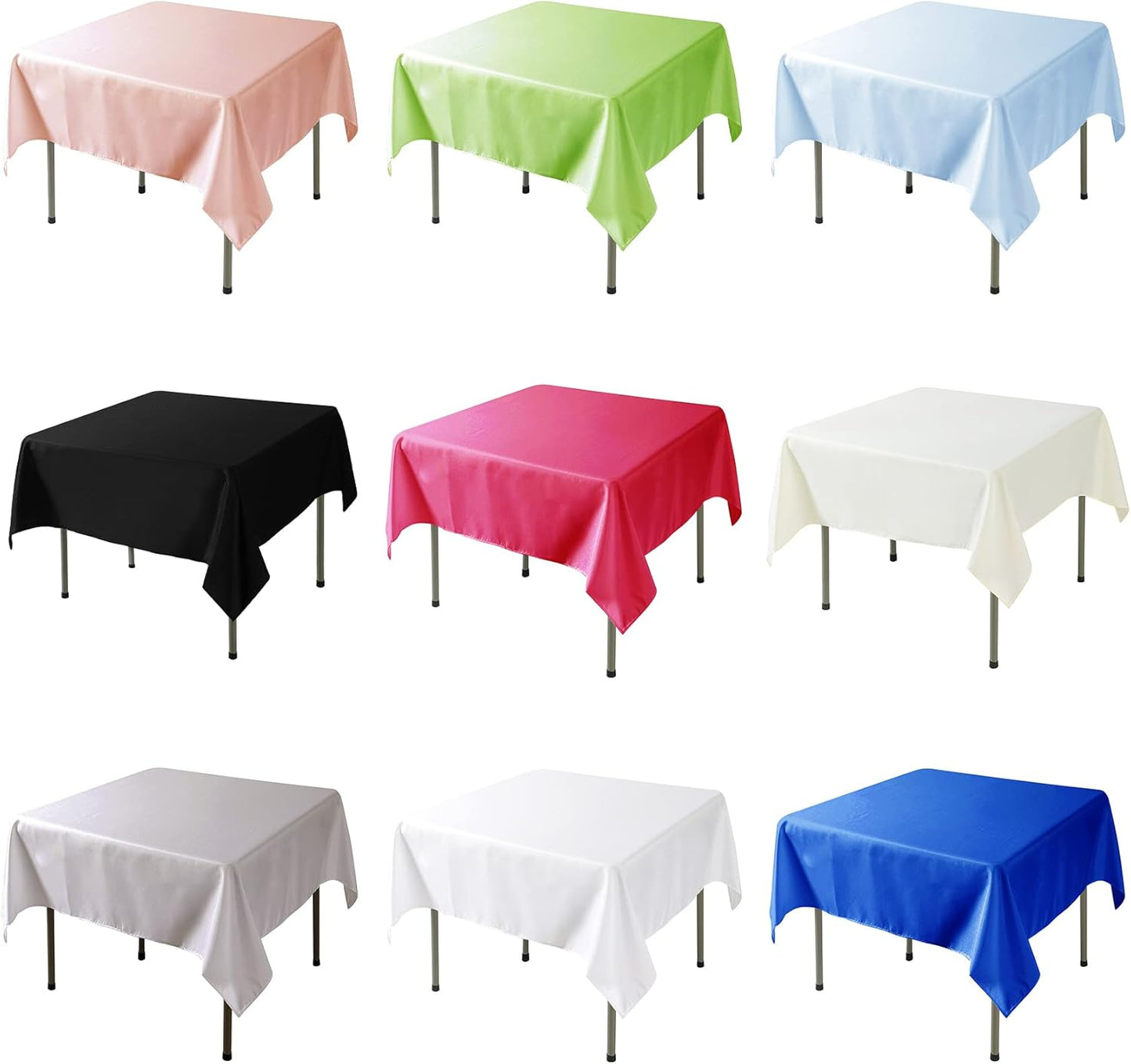 Fokitut 2 Pack Waterproof Square Tablecloth, 90x90 Inch, Stain Resistant and Wrinkle Polyester Table Cloth, Fabric Table Cover for Kitchen Dining, Wedding, Party, Holiday Dinner-Red