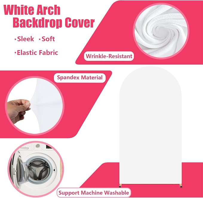 6FT Arch Backdrop Stand and White Cover Set, Wedding Arch Backdrop Stand | - Image 8