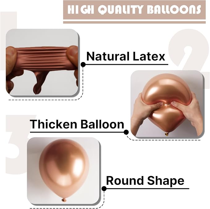 PartyWoo Metallic Rose Gold Balloons 140pcs Chrome Champagne Gold Color | 18 12 - Image 7