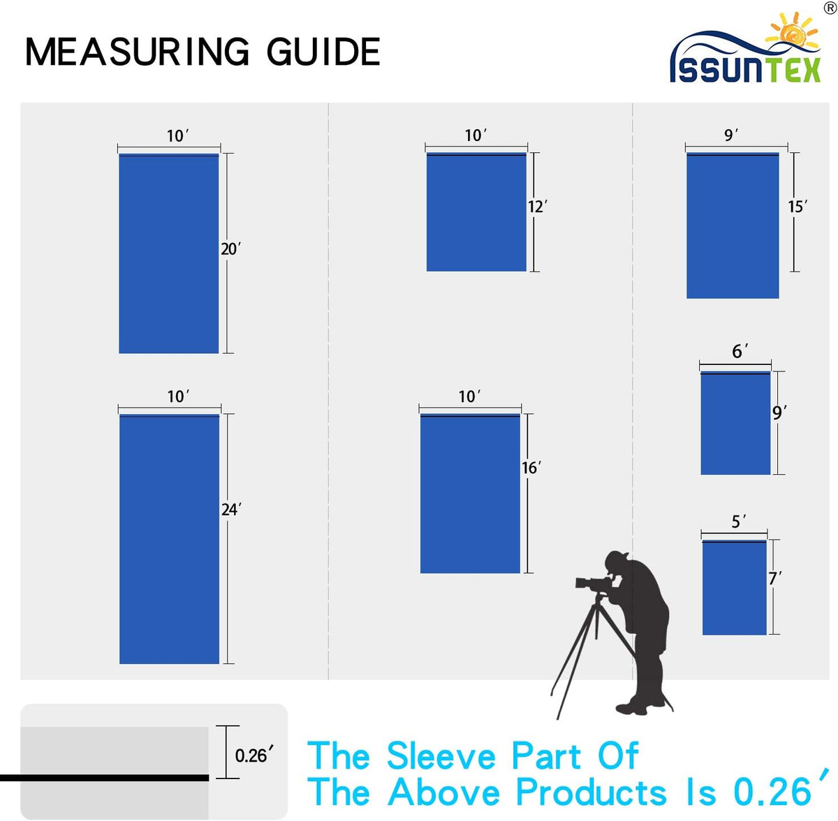 ISSUNTEX 10X24 ft Background Muslin Backdrop, Photo Studio, Collapsible High Density Screen for Video Photography and Television-Blue