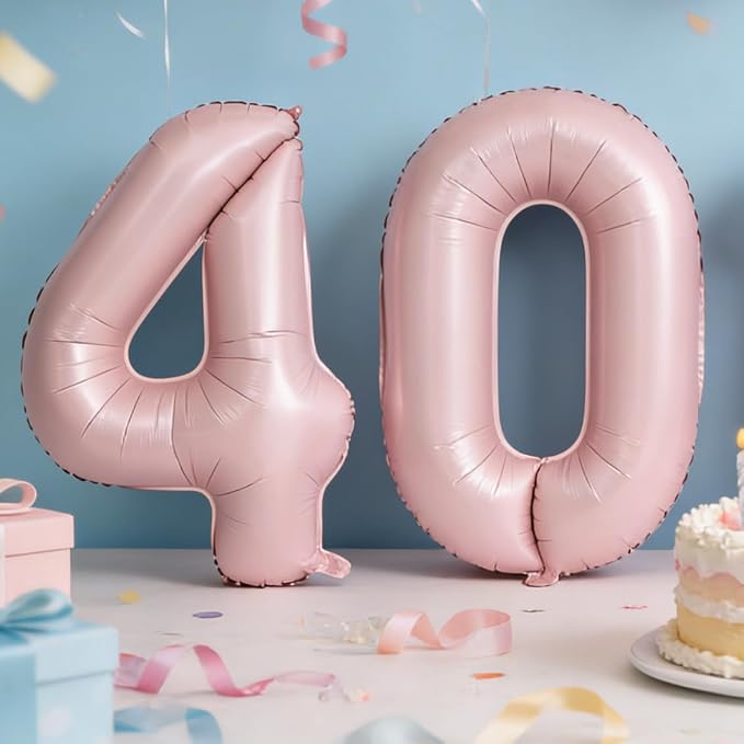 40 In Matte Pink Number Balloons Helium Foil Mylar Balloon Party Digital 3 | - Image 5