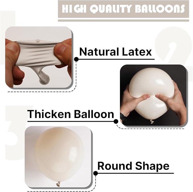 PartyWoo White Balloons 50pcs Sand White Beige Cream Ivory Boho Neutral | 12 - Image 8