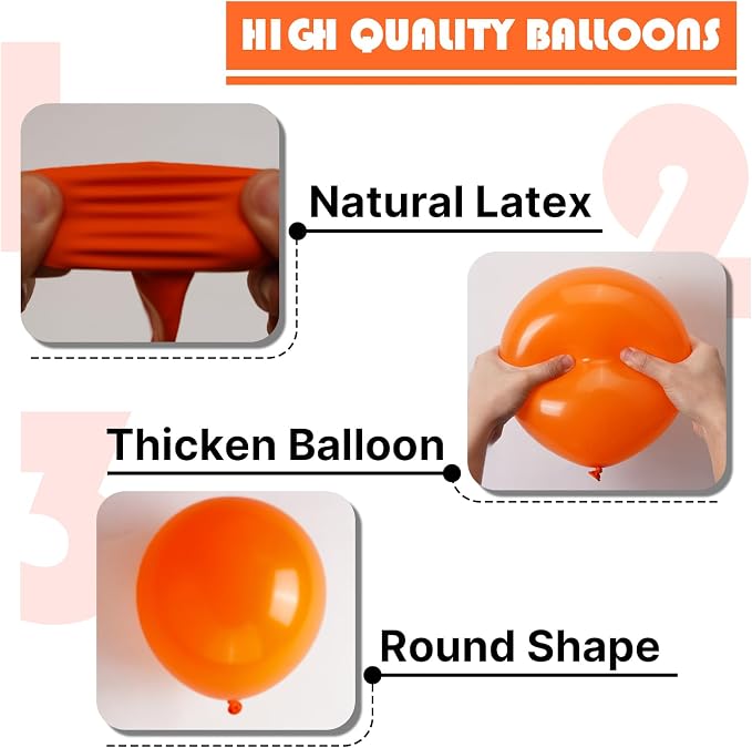 PartyWoo Orange Balloons 100pcs Fall Latex Helium Balloons 12 Inch | Birthday - Image 8
