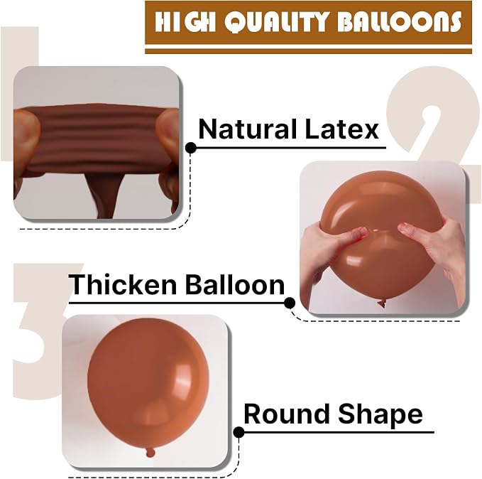 PartyWoo Dark Brown Balloons 100pcs Boho Neutral Coffee Tan Color | 36 18 12 10 - Image 9