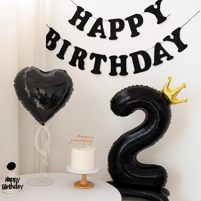 Black Crown Number 3 Balloon Standing Black Princess Digital 3 Foil Balloon | - Image 6