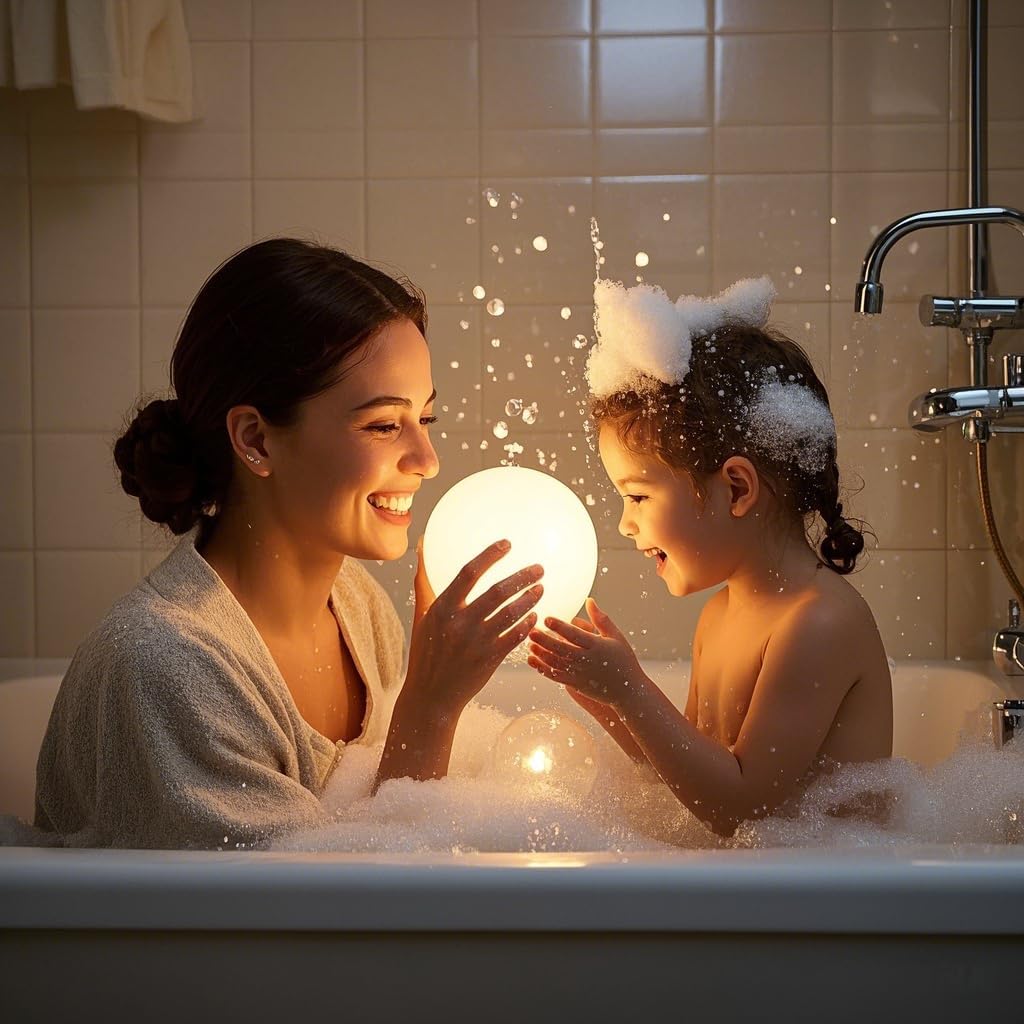 LED Ball Light, 6-inch Glowing Orb Light, Rechargeable Globe Lamp, Dimmable Mood Light W/Remote, Waterproof Ambient Lighting Lamp for Desk Bedroom Bathroom Patio