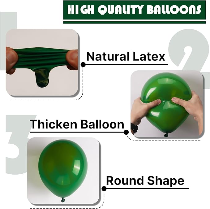 PartyWoo Dark Green Balloons 50pcs Emerald Hunter Forest Green Color | 12 Inch - Image 9