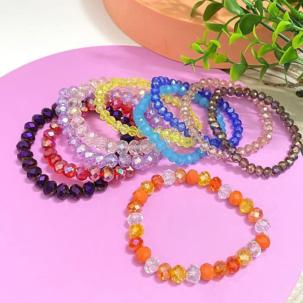 50pcs 10mm Crystal Glass Beads for Crafts Faceted Rondelle Glass Beads for Jewelry Making Crystal Spacer Beads for Necklaces Bracelets Earrings DIY Craft(Pink AB)