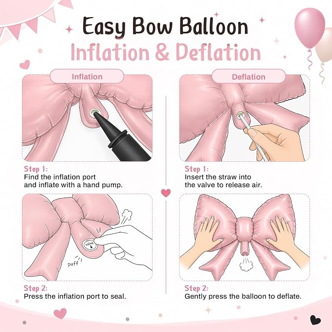 40 Inch Black Number 1 with Pink Bow Balloon, Giant Self Inflating Black Foil - Image 9