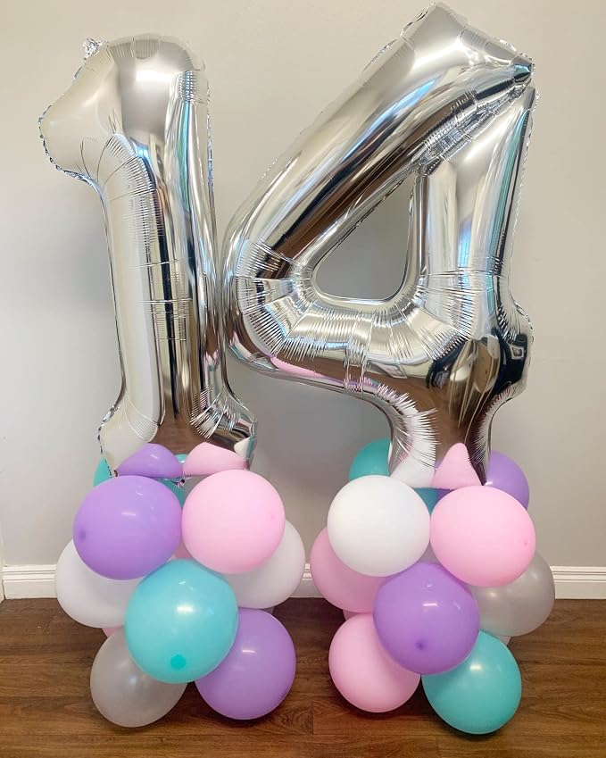 40 Inch Silver 27 Balloons Giant Number 27 Balloons Silver 27 Birthday Balloons - Image 7