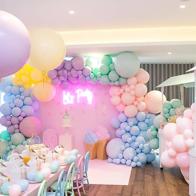 PartyWoo Pastel Rainbow Balloons 50pcs Latex Helium Balloons 12 Inch | Baby - Image 6