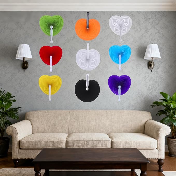 100 Pcs White Heart Paper Fans | Foldable Handheld Fans - Image 7