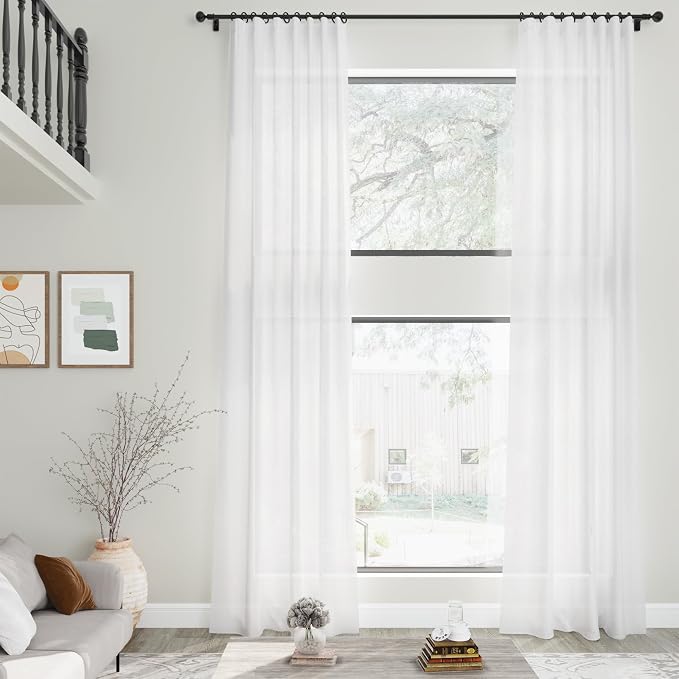 Linen White Curtains 135 inch Extra Long - Image 7