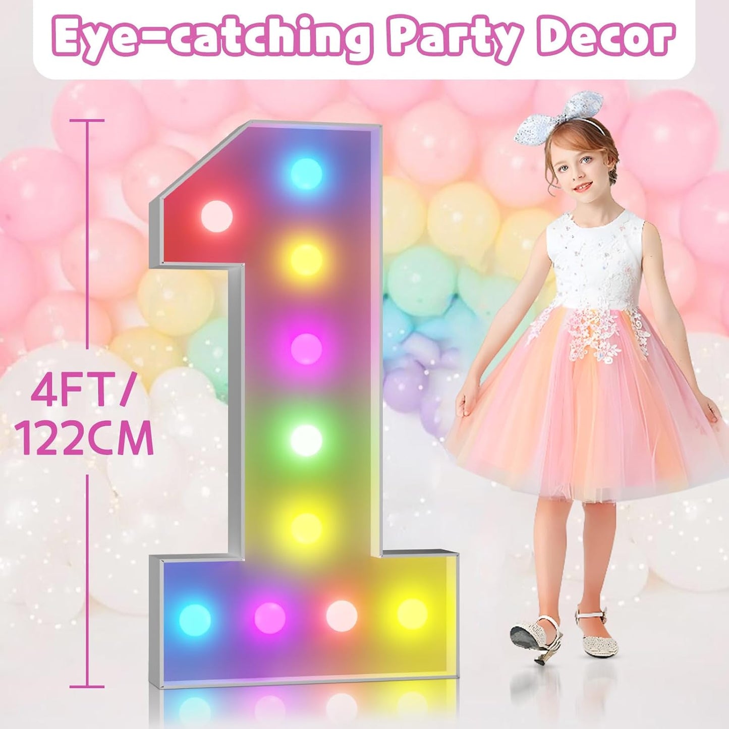 Marquee Numbers 20th-Birthday Decoration: Colorful 4FT Large Light Up 20 Year Old Birthday Decorations Anniversary Backdrop for Boys Girls Cardboard Sign 18 Colors Number 20 Mosaic Balloon Frame