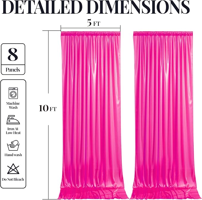 40x10ft Hot Pink Glitter Backdrop Curtain - Image 9