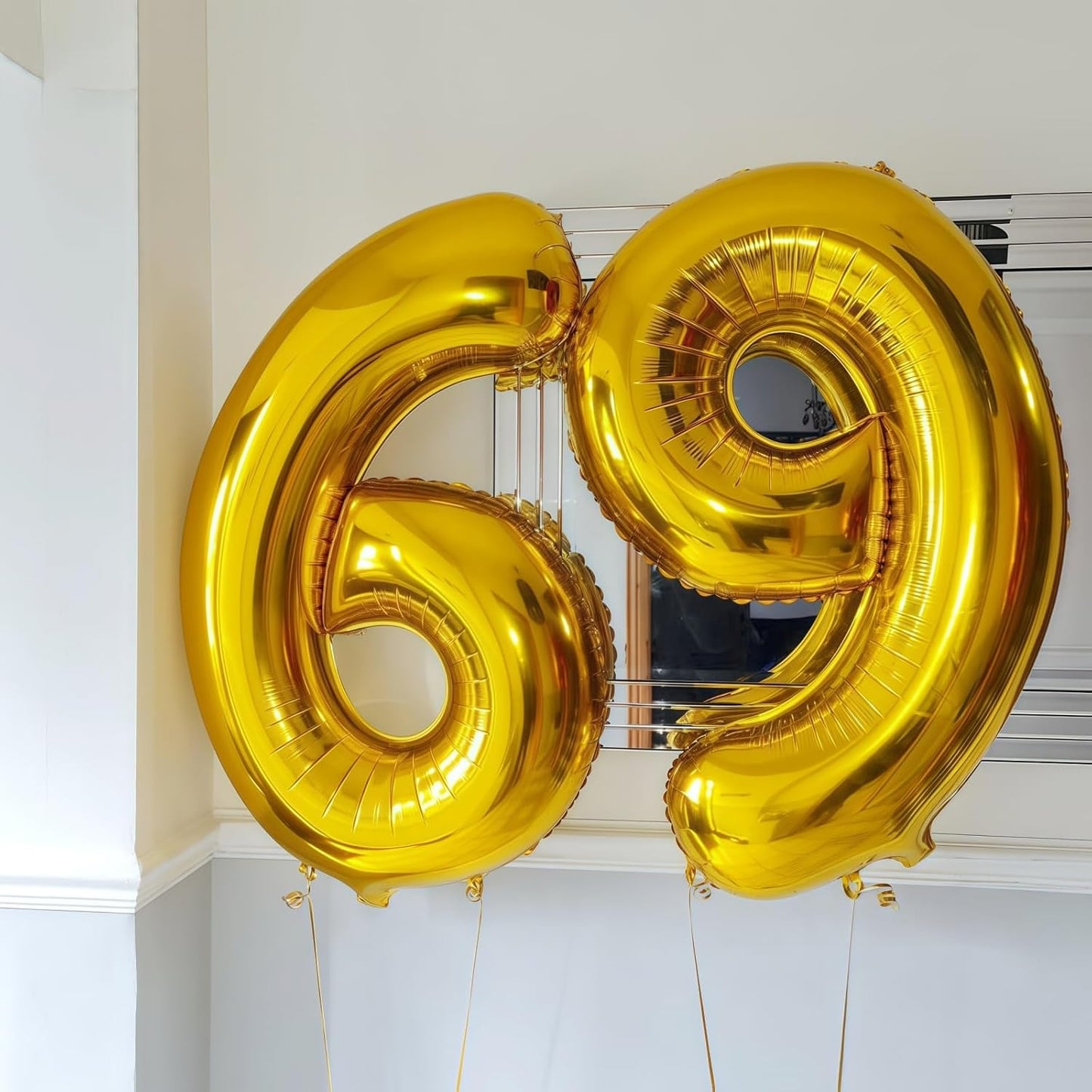 Gold 6 Balloon Number,40 Inch Number 6 Balloon Large Gold 6 Foil Mylar Helium Balloon for Birthday Party Decorations