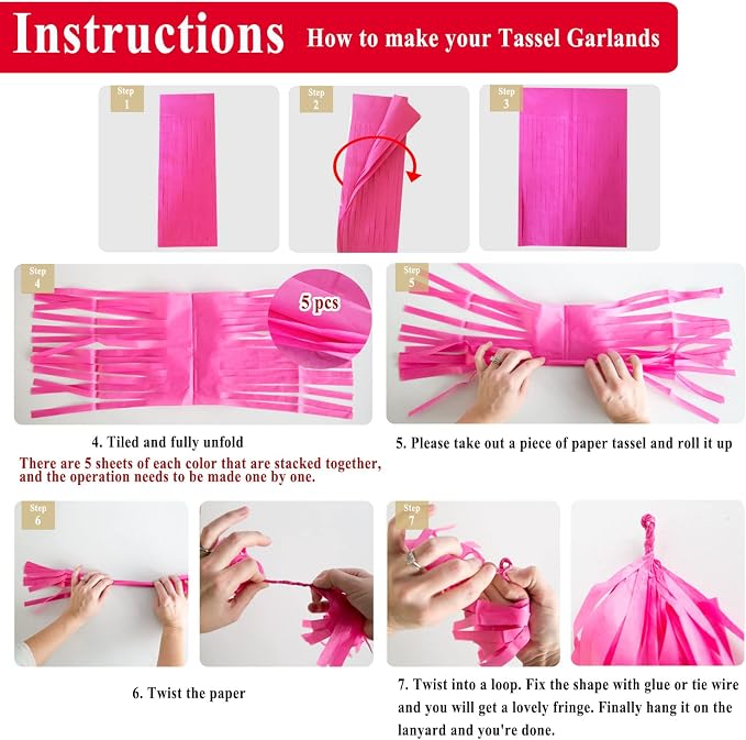 Light Orange Tassel Garland 20 Pcs, Tissue Paper Tassels Garland Banner - Image 5