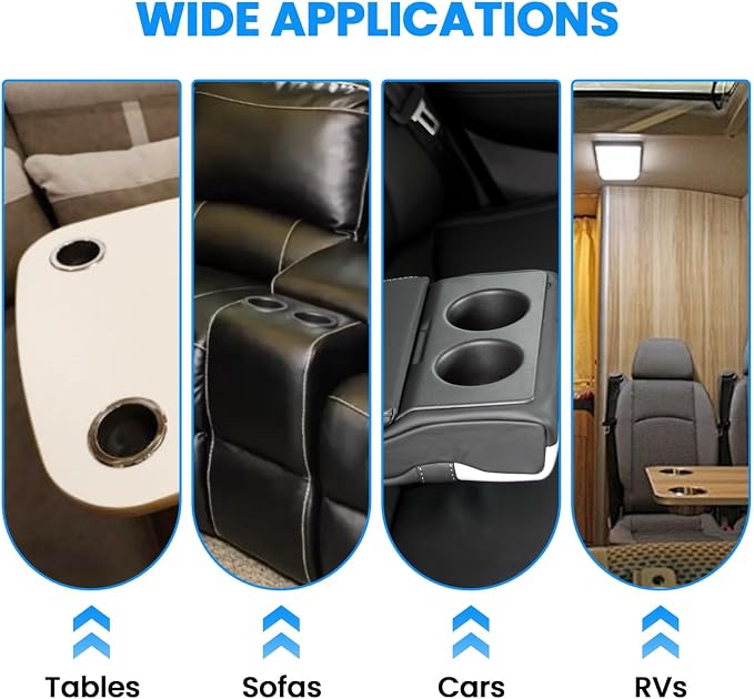 SDTC Tech Black Sofa Cup Holder, Universal Plastic Recessed Cup Holder - Image 7
