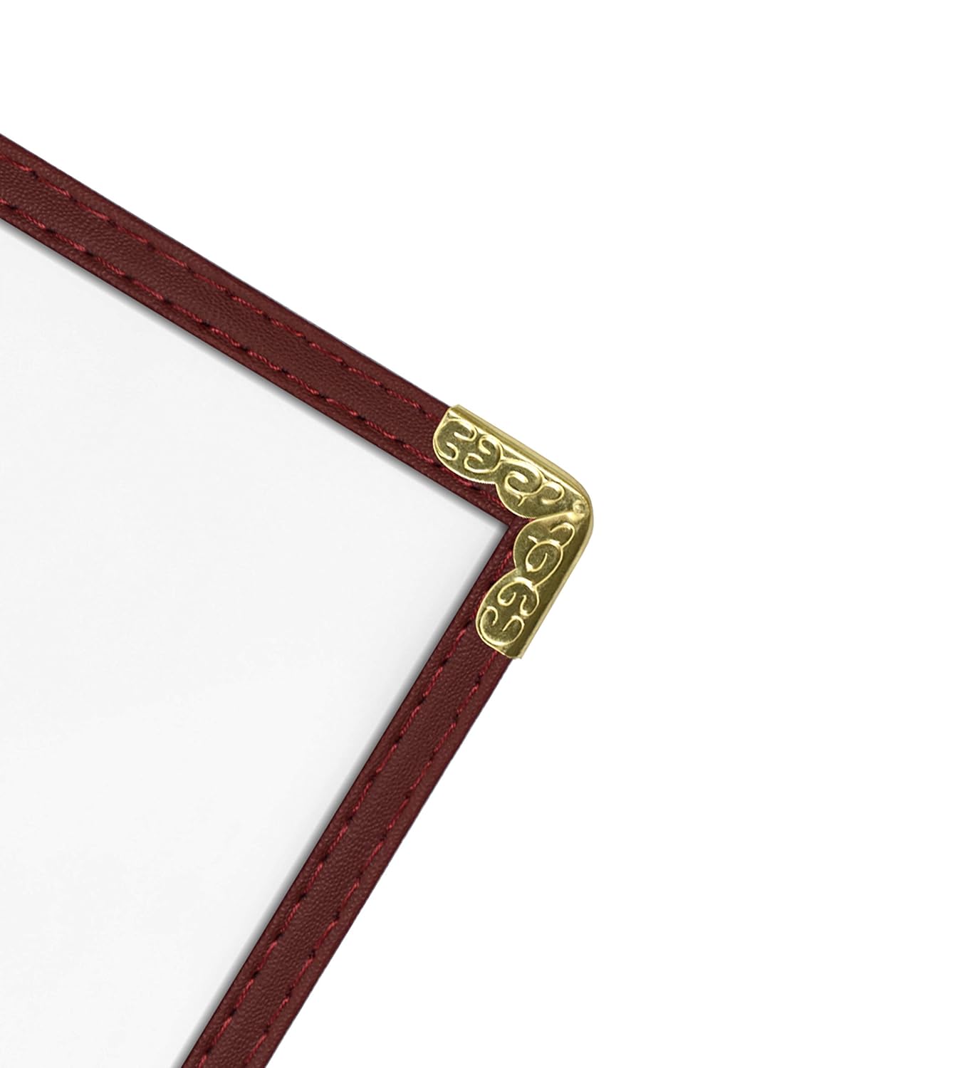 Goodsmart Restaurant Menu Covers – 25 Pack Burgundy 4-View 8.5" x 14", Side-Loading Vinyl & Plastic Menu Holders, Clear Menu Sleeves, Leather-Style Café Covers with Gold Corners