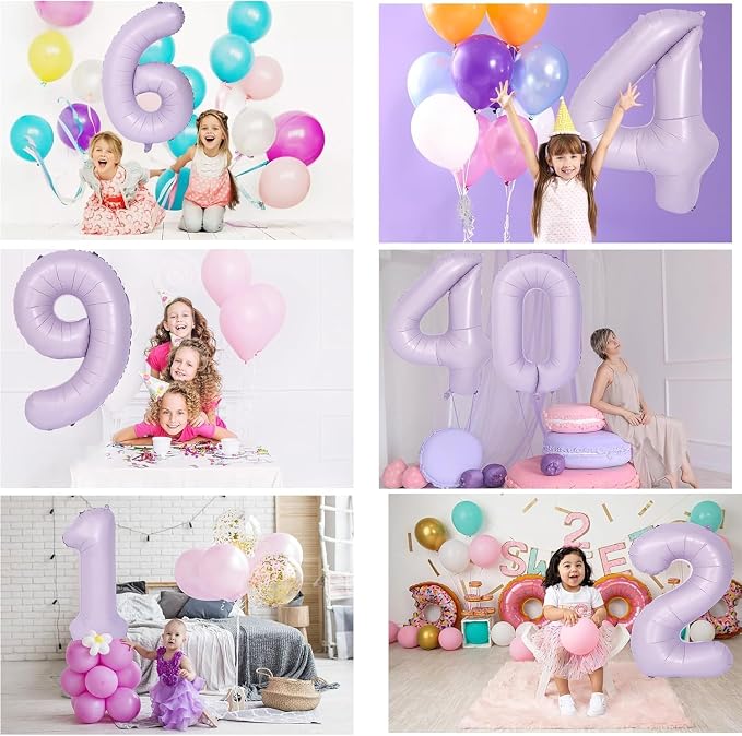 40 Inch Purple Number Balloons Light Purple 1 Balloon Matte Purple Birthday - Image 6