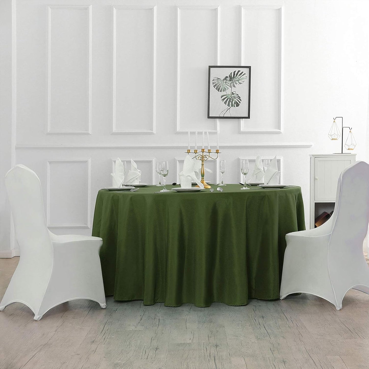 70 inch Round Tablecloth Washable Polyester Table Cloth Decorative Table Cover for Wedding Party Dining Banquet(70 inch,Willow)