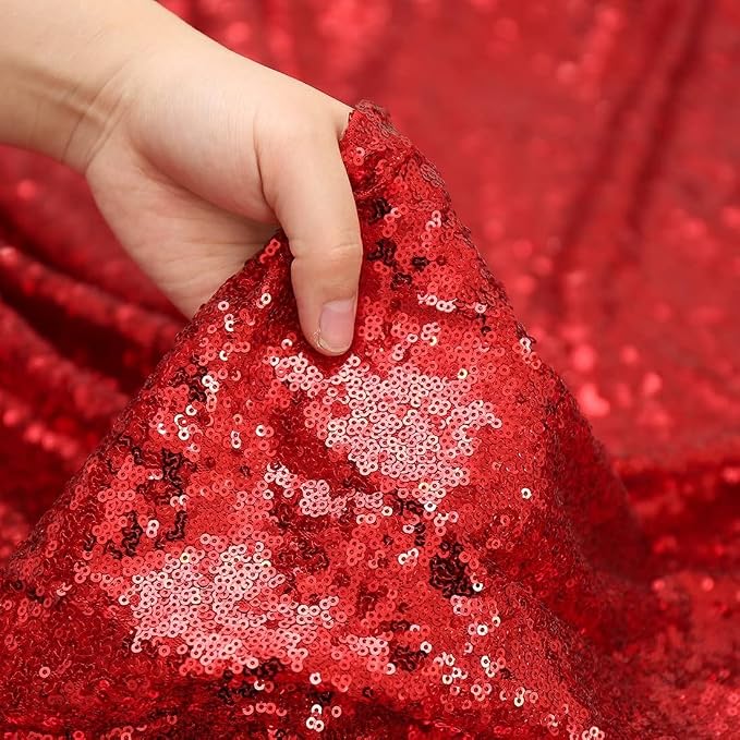 Eternal Beauty Red Sequin Backdrop Curtains, 2 Panels 2x8FT | 3mm Sparkle - Image 9