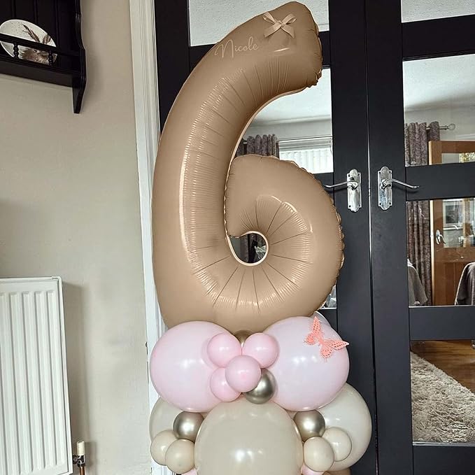 Nude Number 9 Balloons, 40 Inch Neutral 9th Birthday Foil Balloon - Image 2