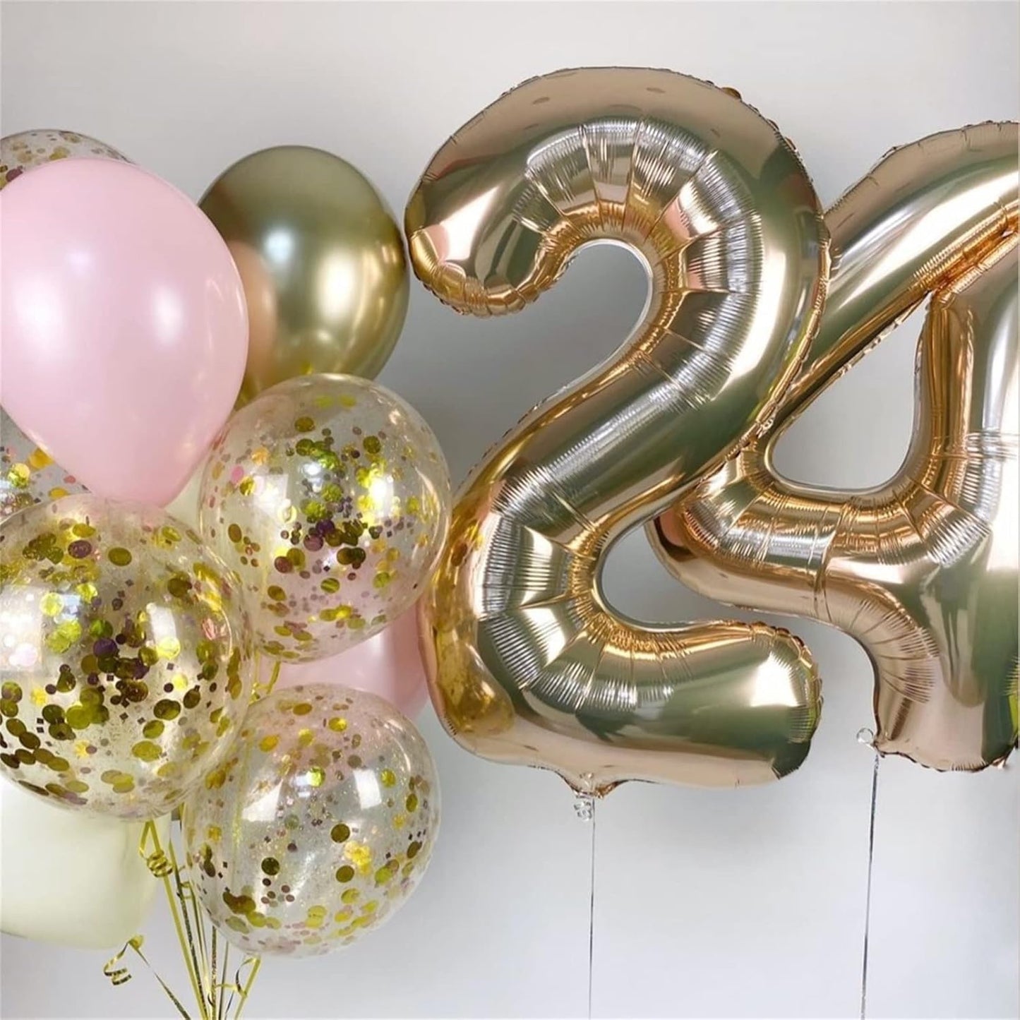 Champagne Gold 8 Balloons, 40" Giant Helium Foil Number 0-9 Light Gold Birthday Balloon for Boys Girls, Self Inflating Digit 8 Balloons for Women Men Anniversary Graduation Party Decorations Supplies