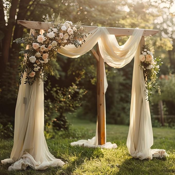 Wedding Arch Draping Fabric Backdrop Drapes 4 Panels, Champagne | 28.7"x20FT - Image 7