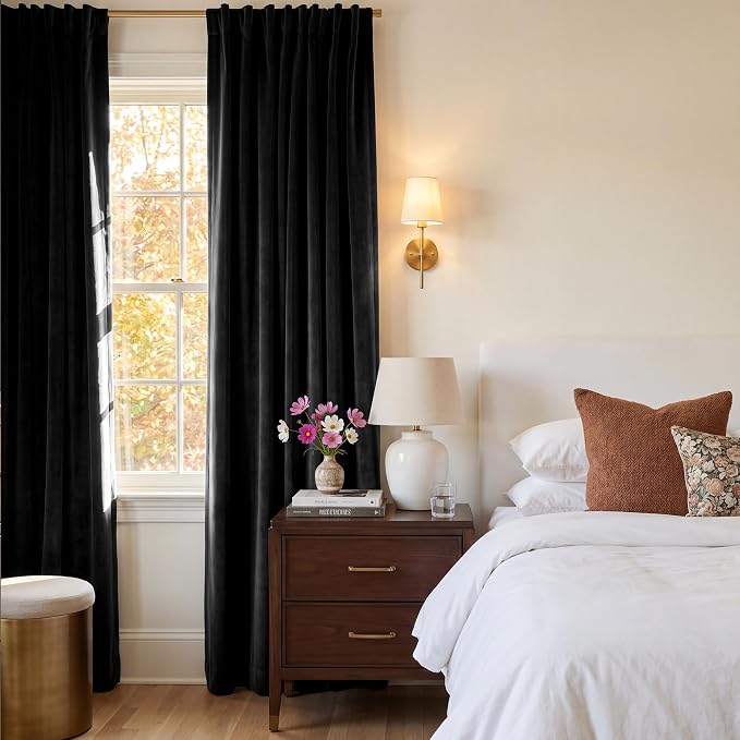 Blackout Black Velvet Curtains Extra Long Theater, Back Tab Pinch Pleat - Image 8