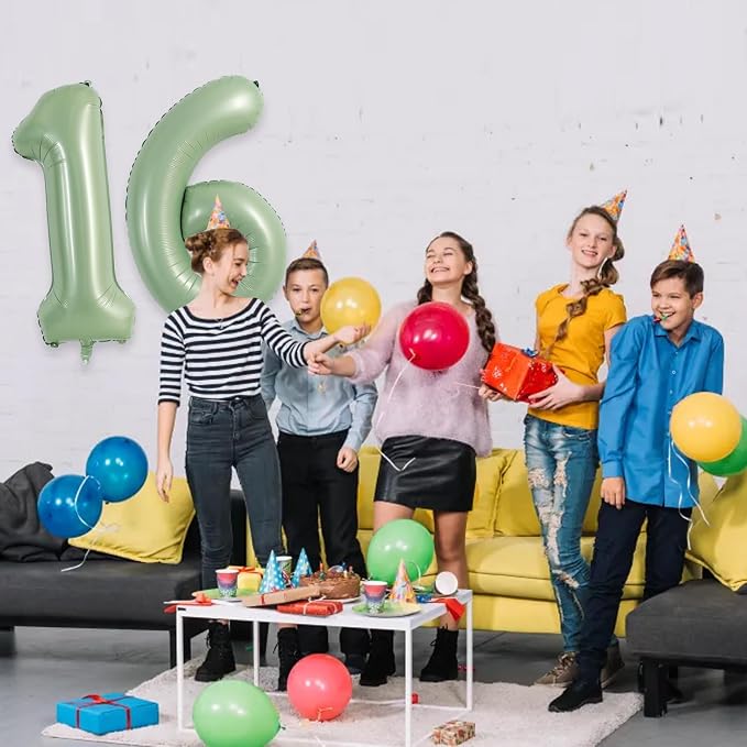 TONIFUL 40 Inch Sage Green Large Number 1 Balloon - Image 6