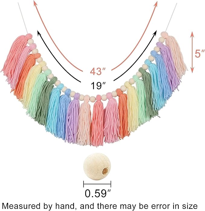 Pastel Rainbow Tassel Garland - Image 4