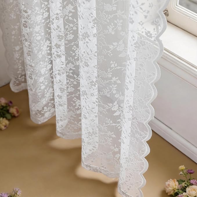 Anmao Vintage Lace Sheer Curtains 63 Inches Long - Image 9