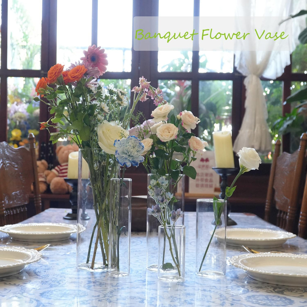 30pcs Glass Cylinder Vase for Centerpieces, 6,8,10,10,12 inch Tall Big Clear Flower Vase Bulk Floating Candle Holder for Wedding Table Home Décor and Party