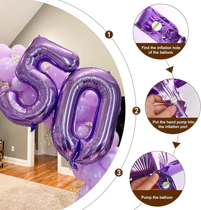 Number Balloons 50 Balloon 40 inch Purple - Image 6