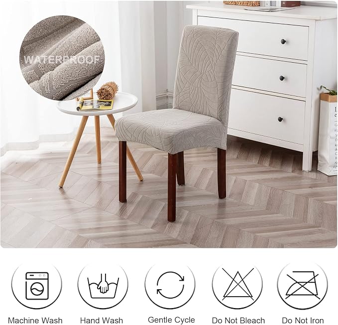 Waterproof Dining Chair Covers Set of 4 Parsons Chair Slipcovers | Double - Image 7