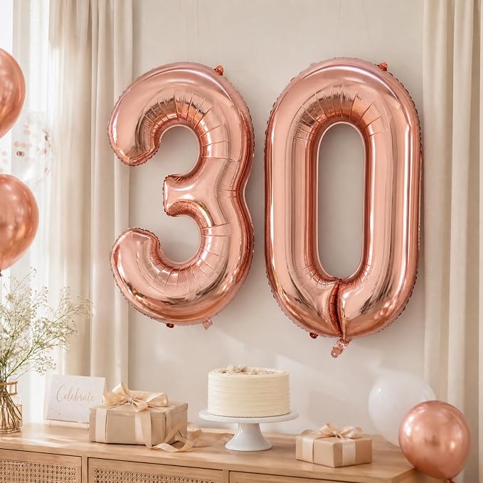 40 Inch Rose Gold Number 0 Balloon, Giant Number Balloons, Birthday Decor | - Image 5