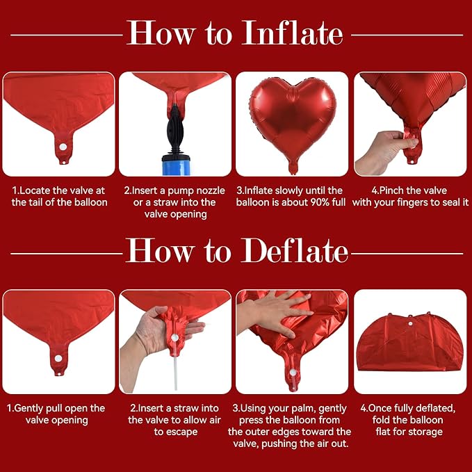 TONIFUL 15 Pack 18 Inch Matte Red Heart Foil Balloons – Red Mylar Heart Balloons - Image 6