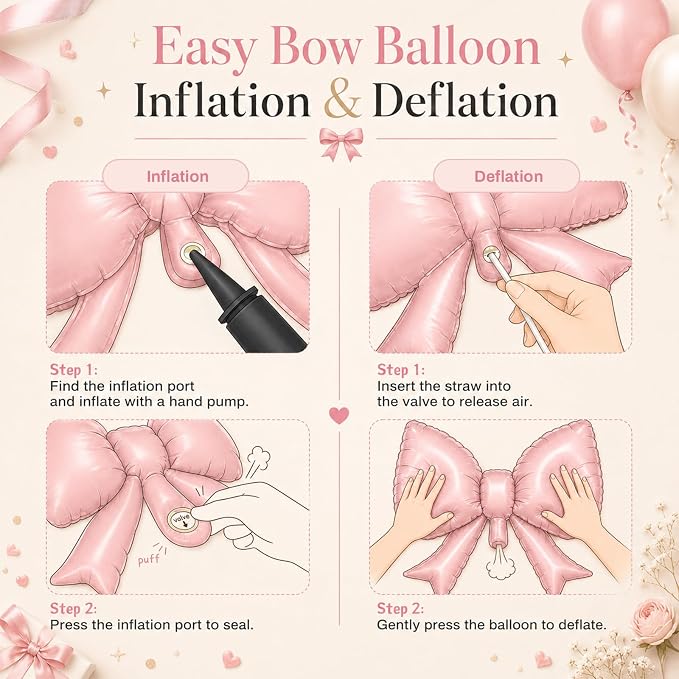 Beige Number 9 Balloons with Pink Bow, 40 Inch Giant Self Inflating Cream Foil - Image 8