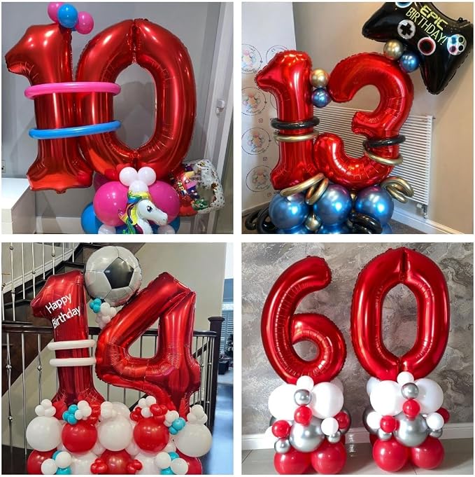 Red 15 Number Balloons, 40 Inch 15 Balloons Foil Mylar Helium Big Red 15 - Image 6