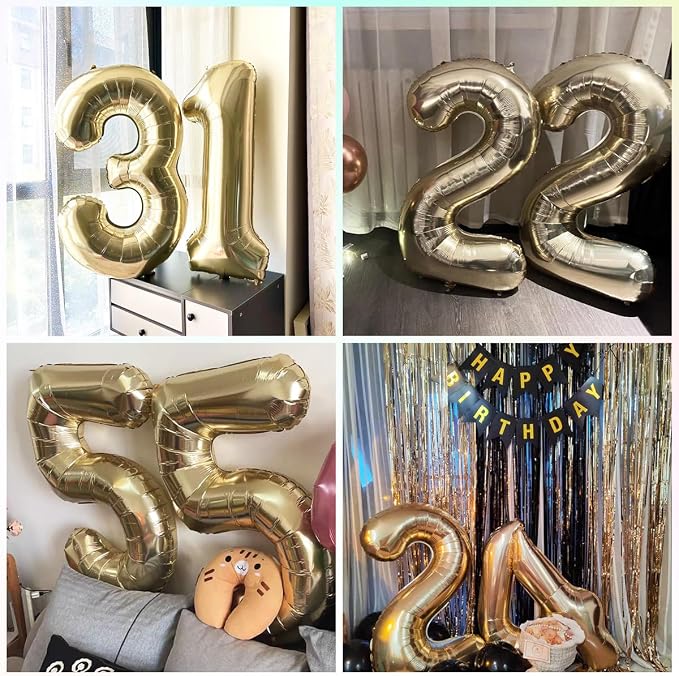 Light Gold 40 Number Balloons 40 Inch White Gold Giant 40 Foil Mylar Helium | - Image 5