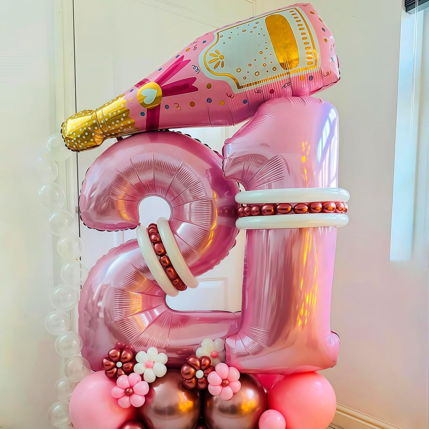 Pastel Pink 2 Balloon,Light Pink 2 Balloons Number,40 Inch Helium Foil Mylar Number 2 Balloon for Birthday Party