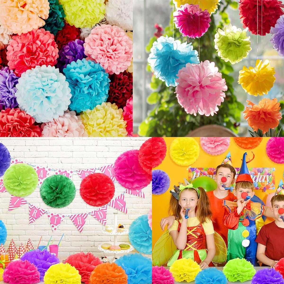 Yangeey 12pcs 10in 12in Orange Paper Pom Poms Tissue Paper Flower Hanging Paper Flower Balls Wedding Party Flower Decorations DIY Art Craft Blooms for Birthday Baby shower nursery decor