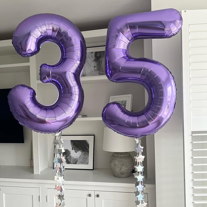 Number 28 Purple Balloons 40 Inch Giant Purple Foil 28 Helium Balloons - Image 7