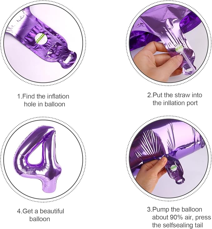 Number 4 Balloon 40 Inch Balloons Purple Birthday Decorations - Image 6