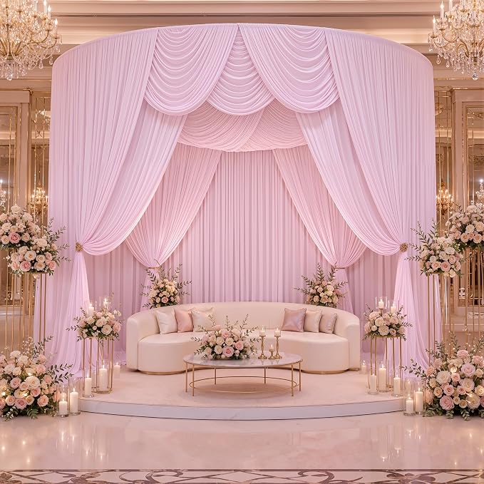 30ftx10ft Wrinkle Free Light Pink Backdrop Curtains - Image 7